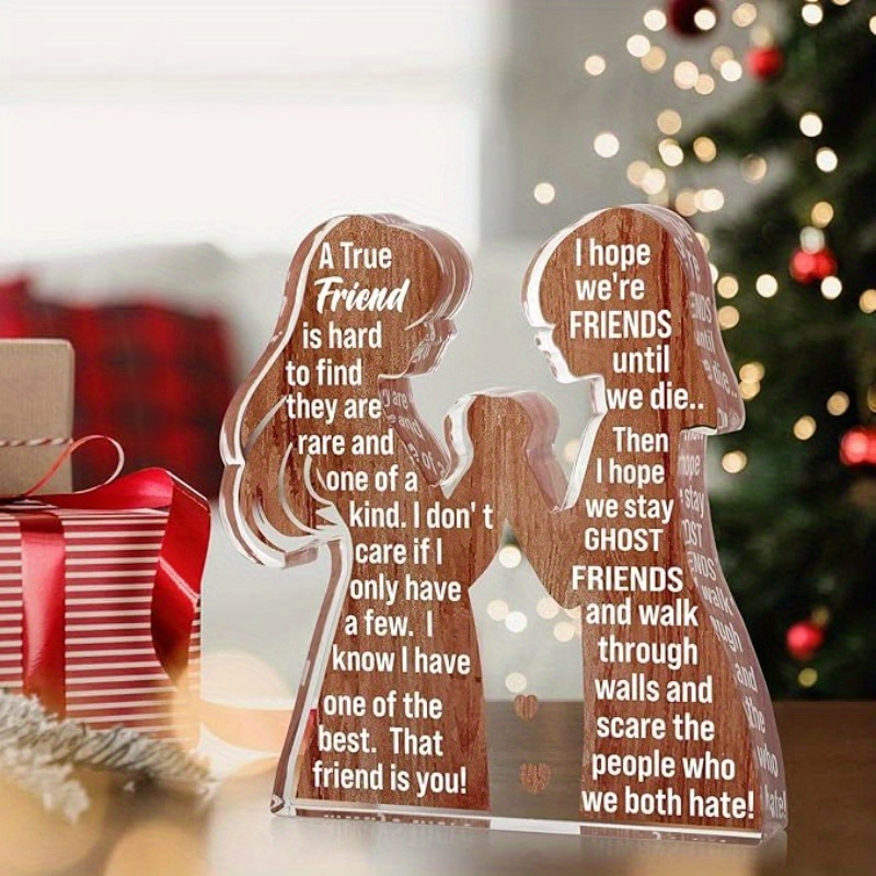 TEMU [2d Flat] Inspirational Acrylic Friendship Plaque For Women - "true Friendship" Quote, Ideal For Mother's Day, Christmas, Valentine's Day -