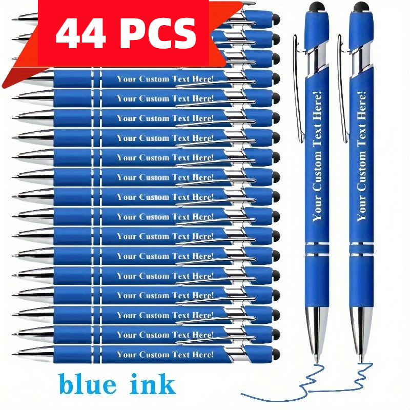 TEMU Penna a sfera in metallo personalizzata ( blu) Scrittura touch screen 2-in- personalizzato Stampa personalizzata Incisione del Adatta per
