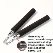 2pcs beginner training set with foam pads steel swivel chain safety practice for martial arts black universal nunchaku details 0