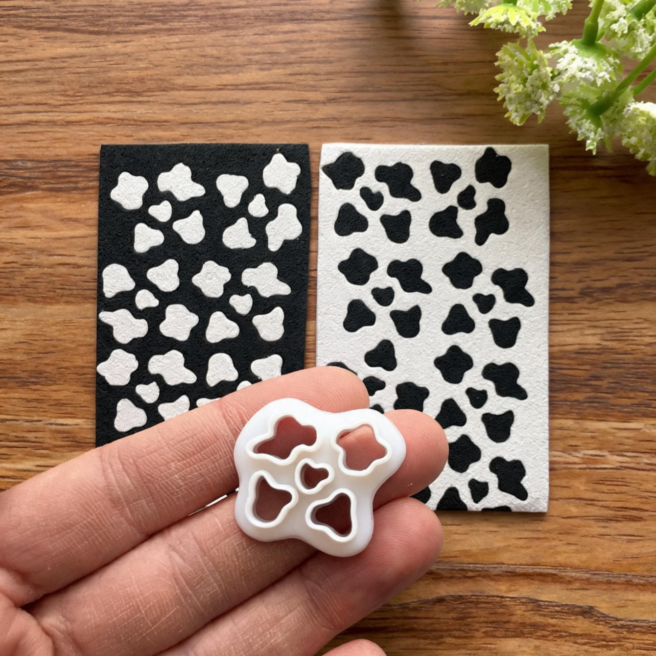 TEMU Cow Print Clay Cutters Suitable For Diy Polymer Clay Earring Making - Pattern Earring Shape Molds, Plastic Craft With Patterns For Handmade