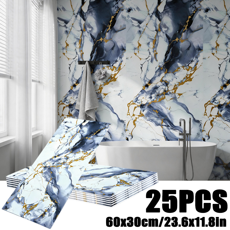 25/50/100pcs Self-adhesive Removable Wallpaper Panels - Glossy Tiles Suitable, Bathroom, Tv Walls, Seamless Covering, Waterproof Moistureproof Easy Clean For Office Decor (no)