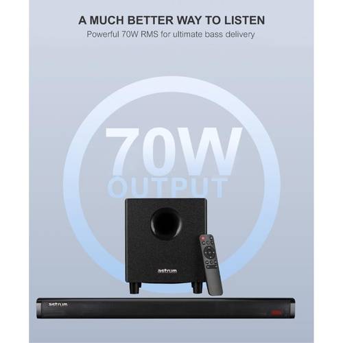 2 1ch soundbar with subwoofer 70w rms surround sound optical usb remote control 310