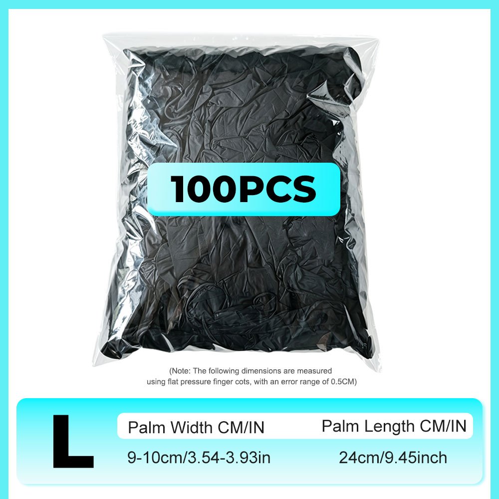 TEMU 100pcs Black Disposable Nitrile Gloves, , Suitable For Household Cleaning, Hotel Cleaning, Automotive Repair, , A Household Essential