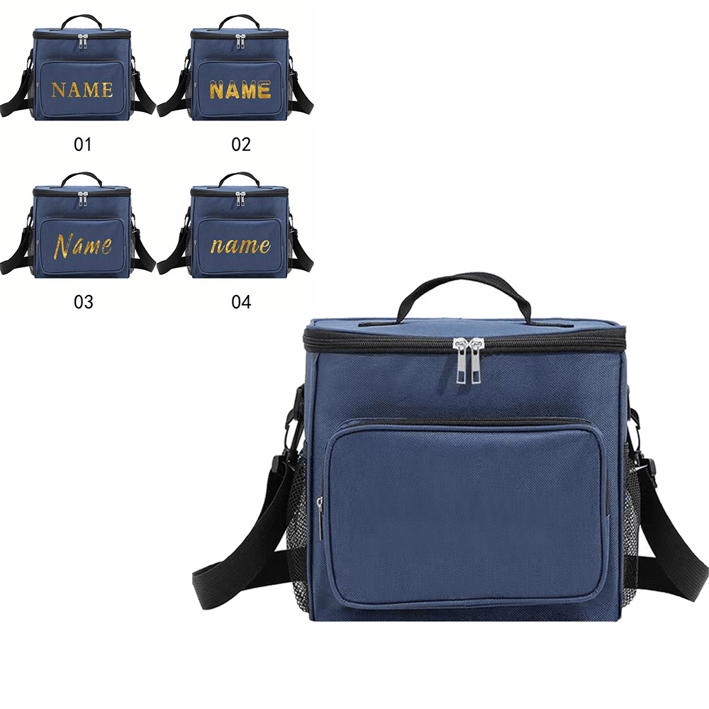 TEMU Customizable Name Or Text, Personalized Insulated Lunch Bag, Large Capacity, Suitable For Office, Travel, And Picnics, Insulated Tote Bag,