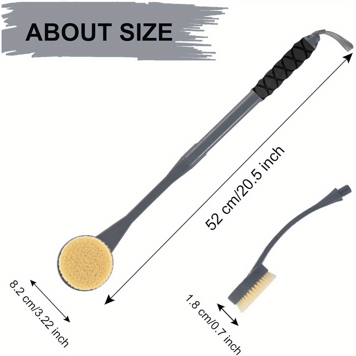 20 5 long handled back scrubber for shower deep cleaning bath brush with   non   soft brush heads for men women grey shower cleaning accessory ergonomic bath brush durable shower brush Product details 2