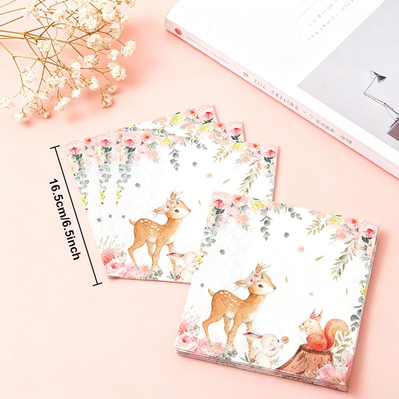E-shop Stück Rosa Rentier Party Servietten Einwegservietten – für Themenpartys und den täglichen Gebrauch, um festliche Atmosphäre und Aktivitäten zu