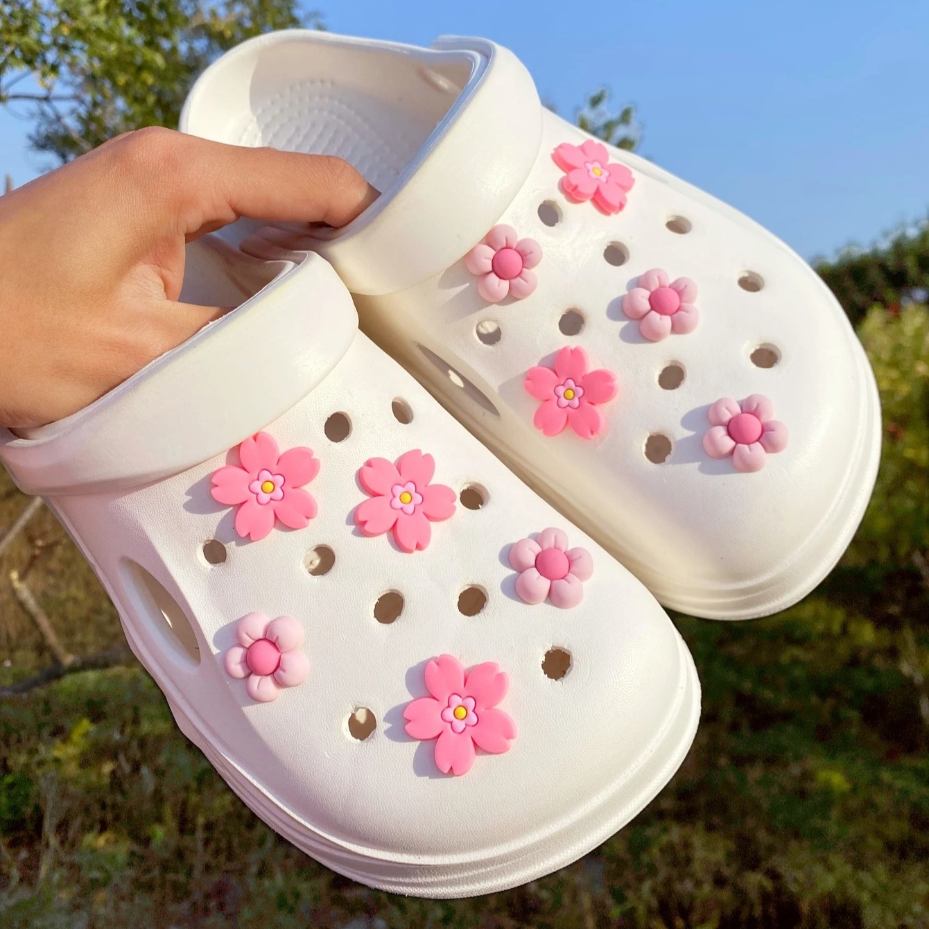 10pcs Of Pink Cherry Shoes Casual Additions - Fun, Multifunctional, Personalized Shoe Styles Suitable For Daily Wear, Birthdays, Parties, Valentine's Day, Mother's Day Gifts