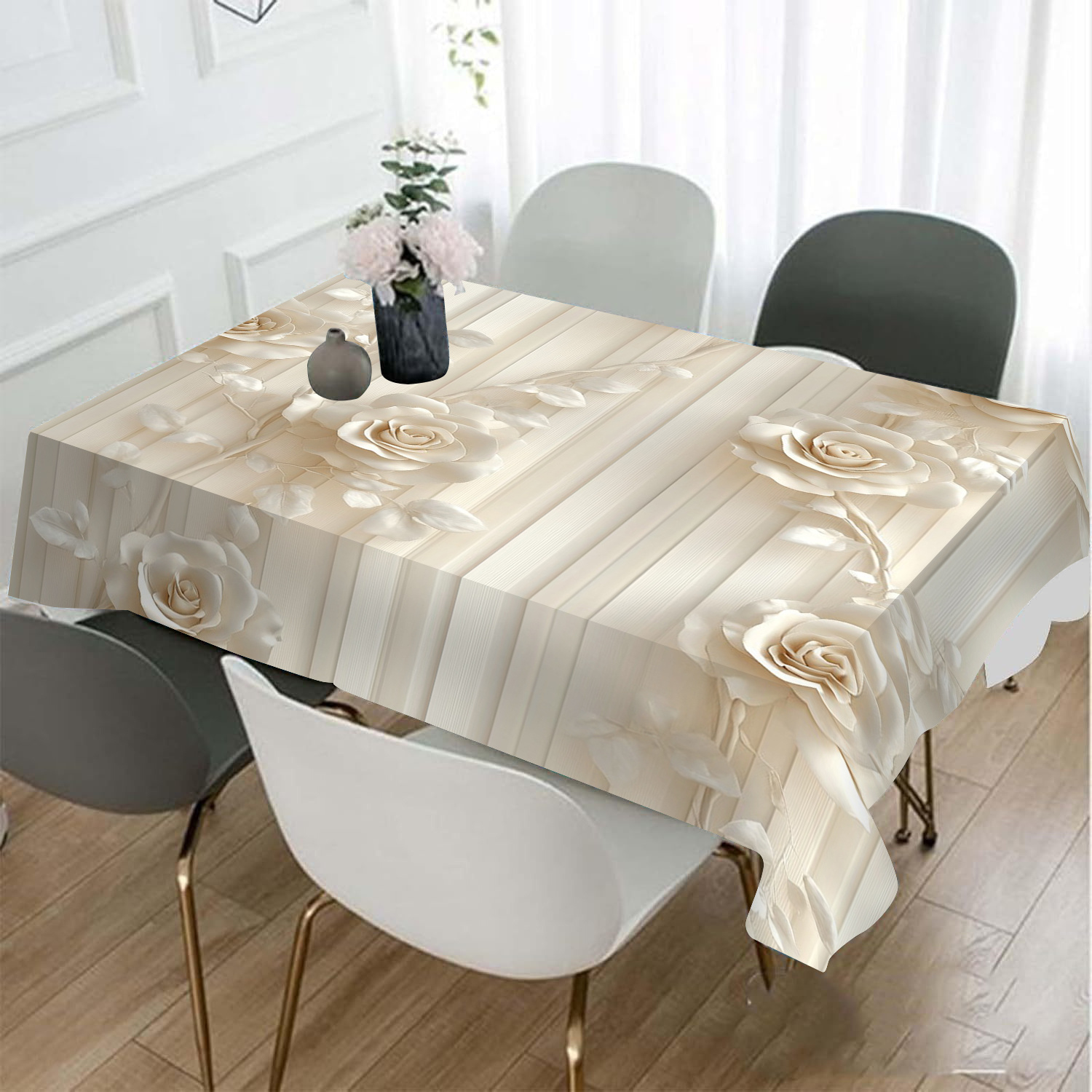 

1pc 3d Tablecloth, Rectangular Dustproof For Gatherings, , Dining Table, Table - Non-woven Table