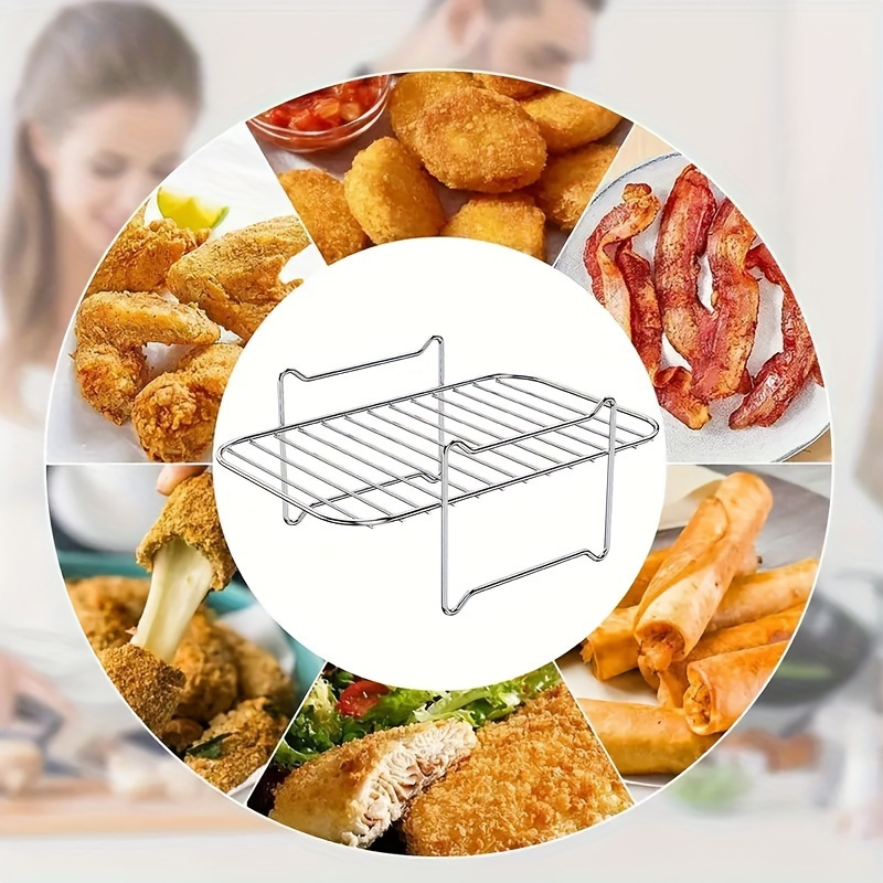 6pcs Dual Basket Air Fryer Accessories for Ninja DZ201 Foodi & Other 8QT-10QT 2-Basket DualZone Air Fryers, Come with Air Fryer Rack Set-2 Air Fryer Racks and 4 Skewers Set