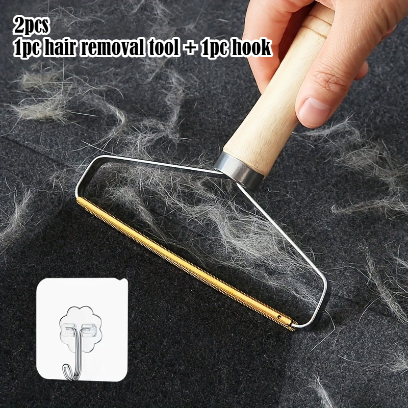 TEMU 2pcs Reusable Efficient Pet Hair Removal Tools, 1pc Hair Removal Tool And 1pc Hook, Fur Removal Cleaner, Suitable For Furniture And Carpets