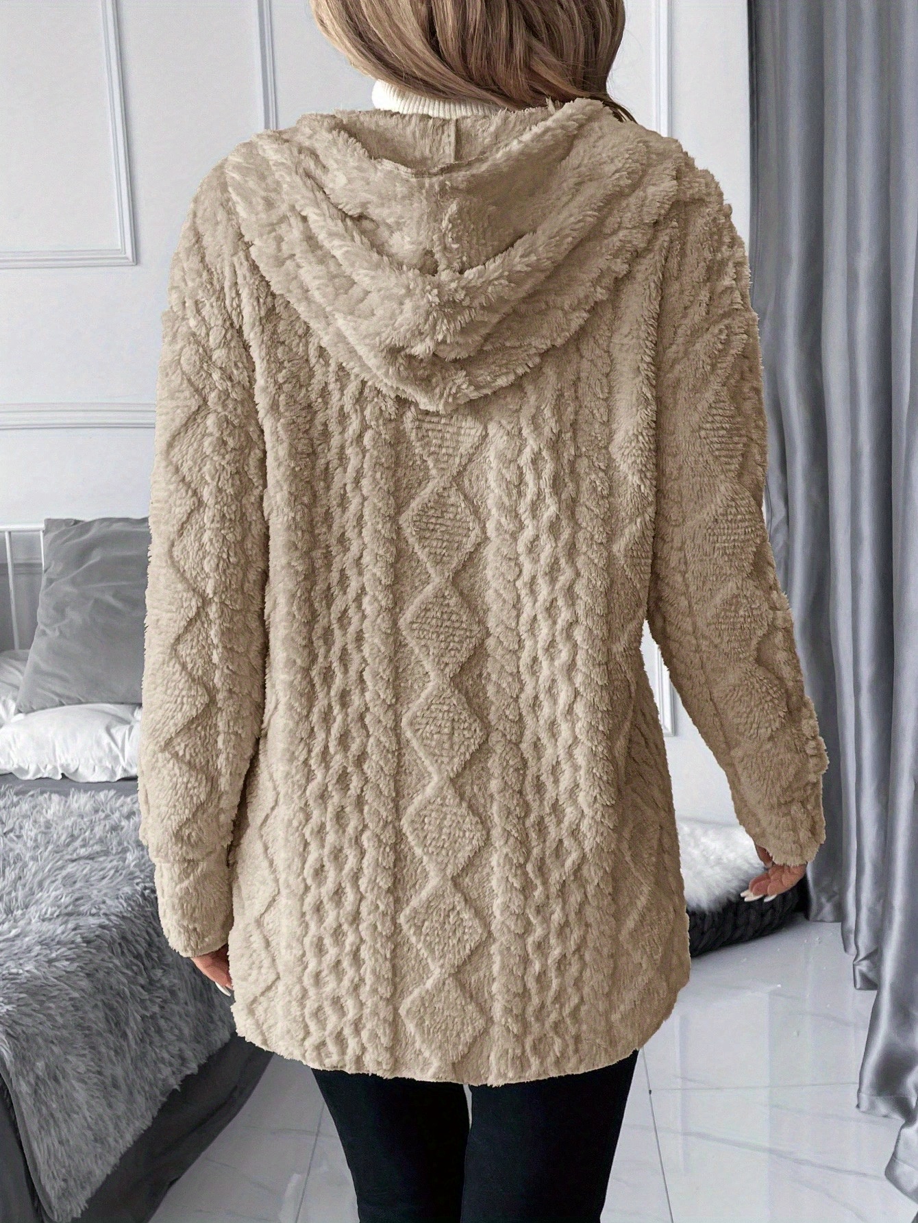 bequeme jacke fleece futter textur damen lässiger beige Temu Germany