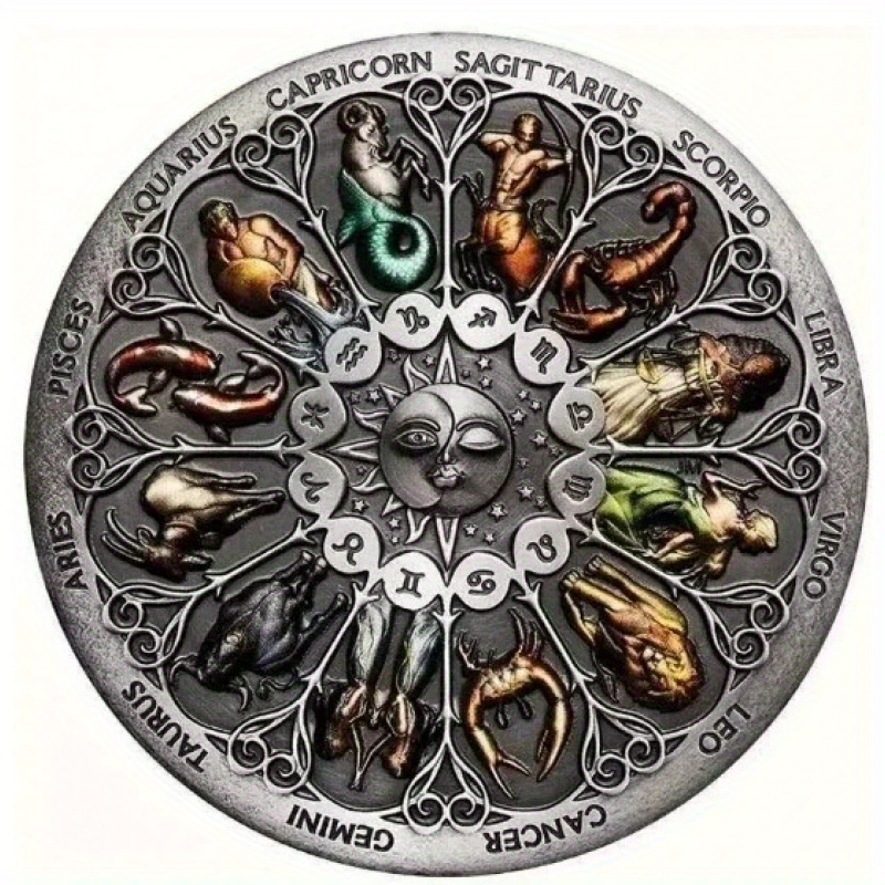 1/3個 十二星座記念コイン ガーディアンコイン ツバル十二支カラフルお