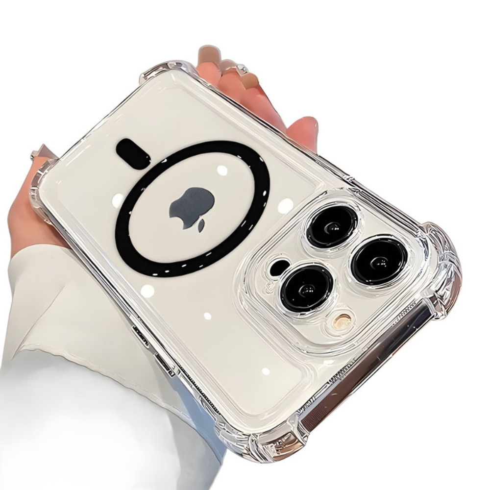 for Clear Shockproof Phone Case for iPhone 16 15 14 Pro Max 15 Plus Transparent Magnetic Wireless Charge Cover