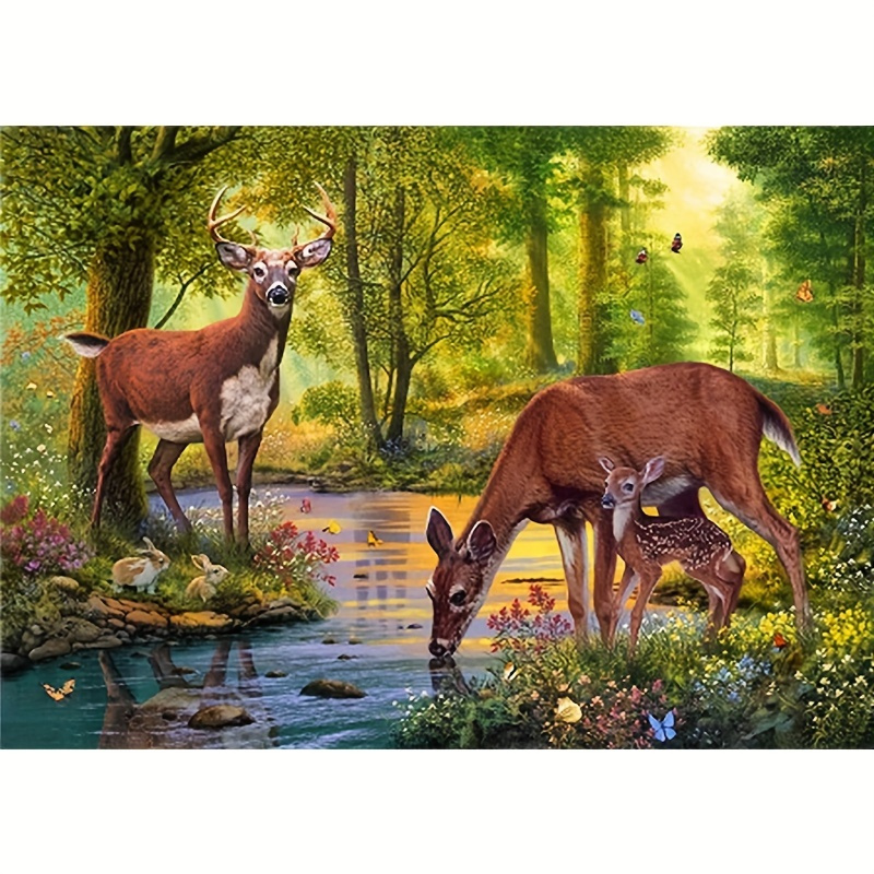 

1 Gift, 1 Handmade Art, A 5d Diy Diamond Painting Kit Of Animal Deer Landscape, Full Diamond Acrylic Diamond, Home Decoration, , Size 70x50cm 27.6"x19.7" - 1pc