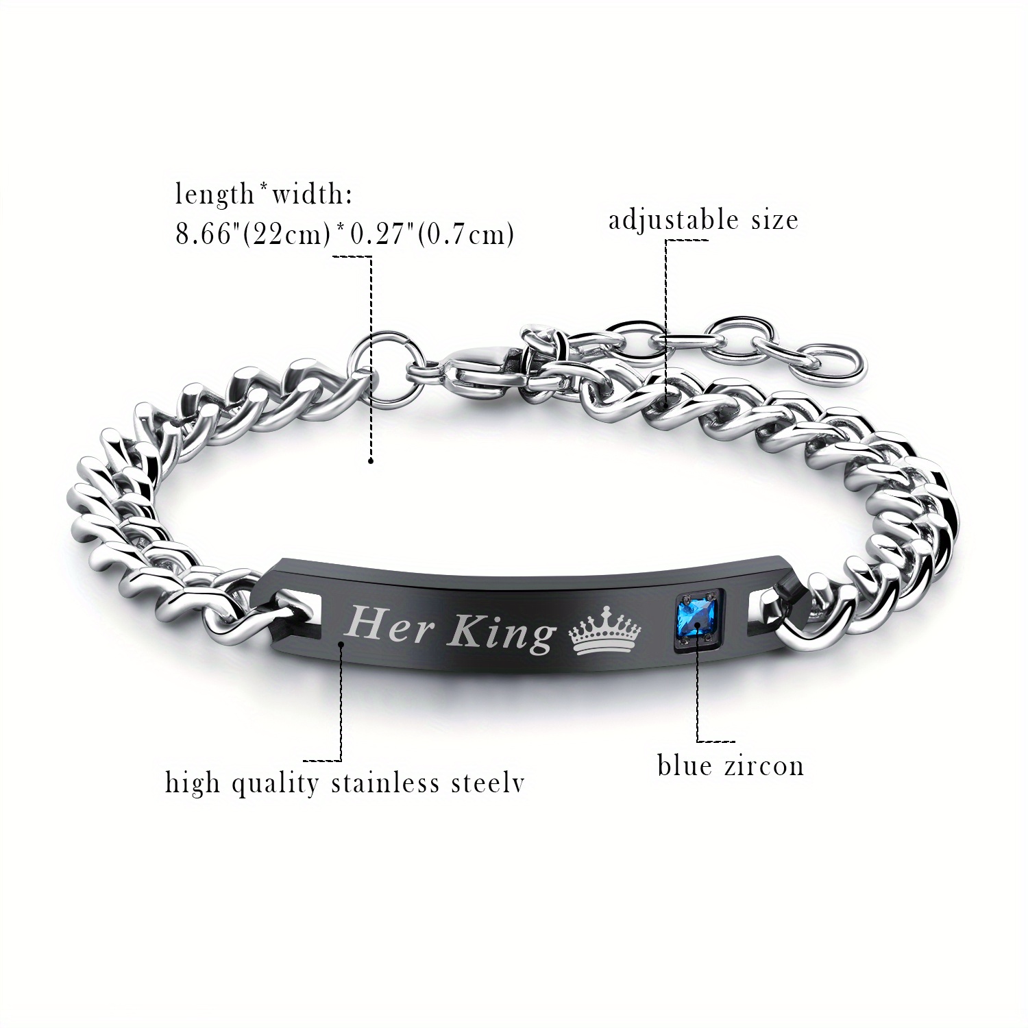 Image of Couple Bracelet Made Of Shiny Stainless Steel, Perfect For Valentine's Day Or Wedding Anniversaries, Featuring A Design That Symbolizes '' And ''