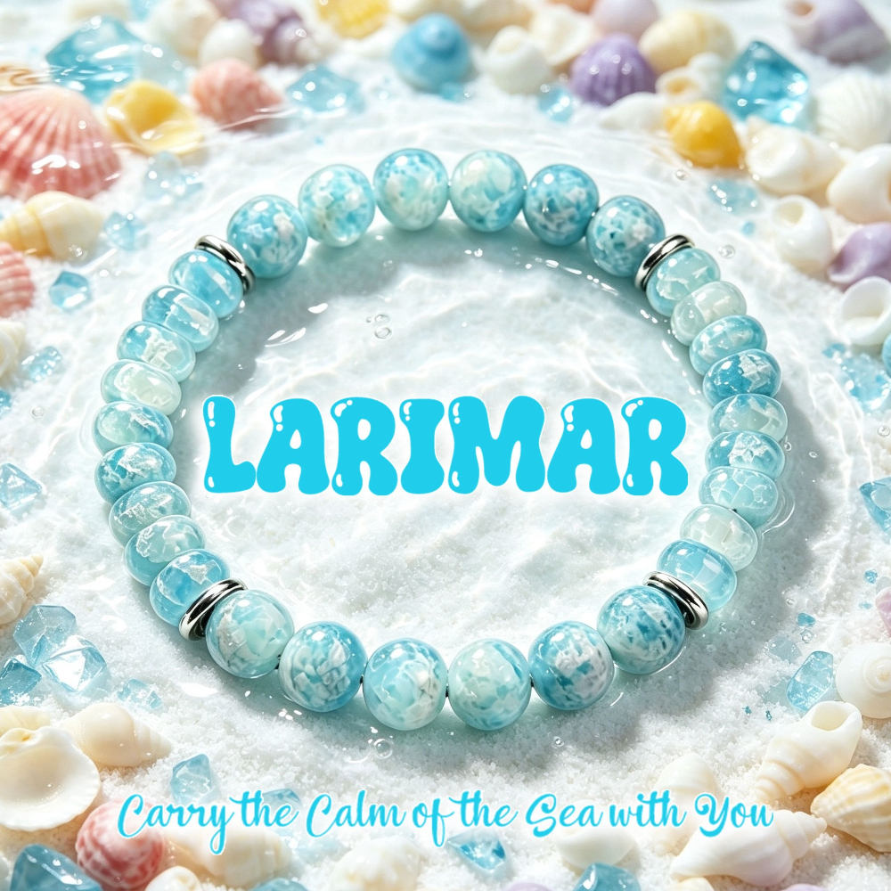 TEMU With Ocean Wave Veins & Icy Blue Floral Beaded Bracelet, Versatile Bohemian Bracelet, Unisex Daily Wear Jewelry Gift