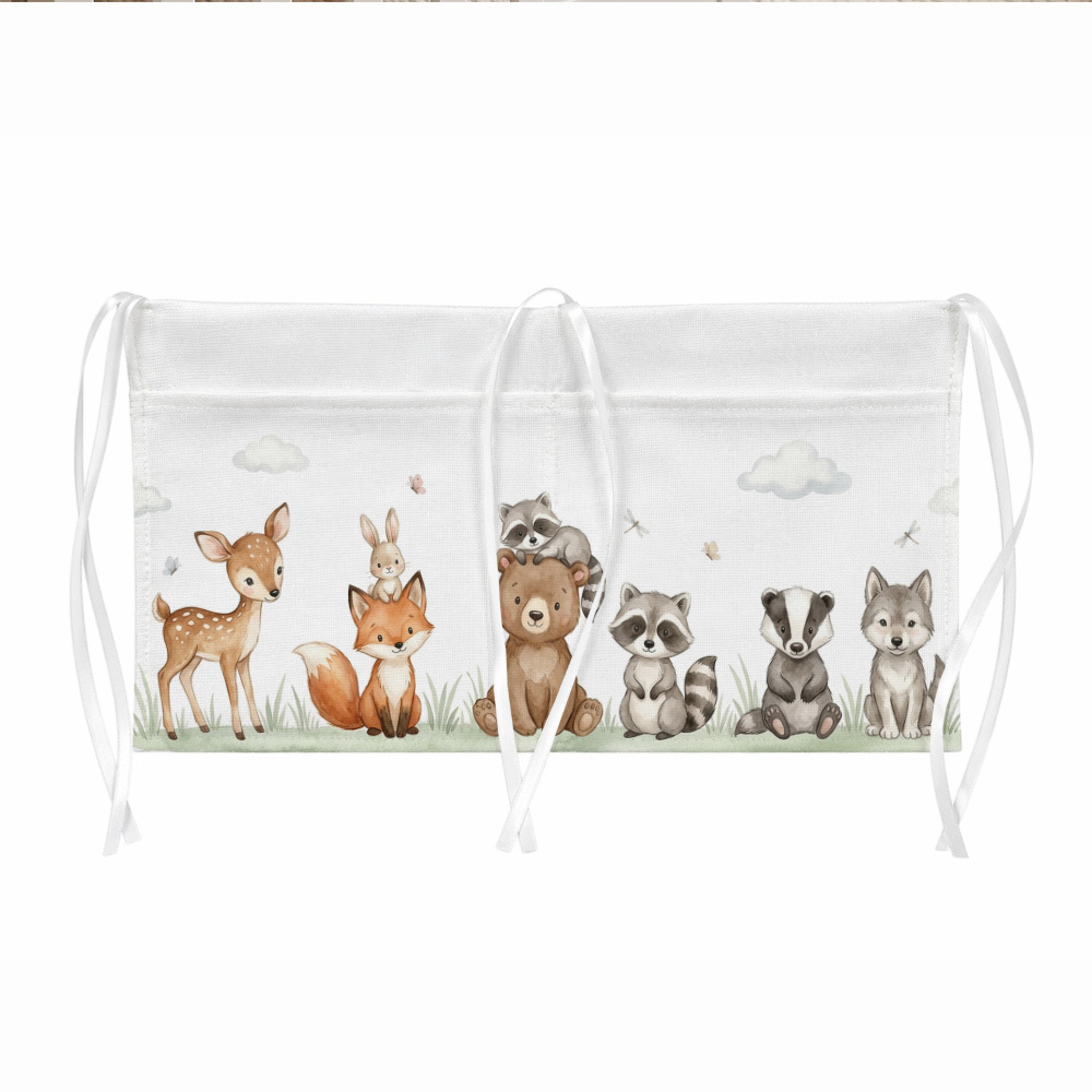 TEMU 1pc Woodland Watercolor Rustic Wall-mounted Storage Bag Forest Animal Wildlife Pastel Fabric Pockets For Miscellaneous Items Behind The Door.
