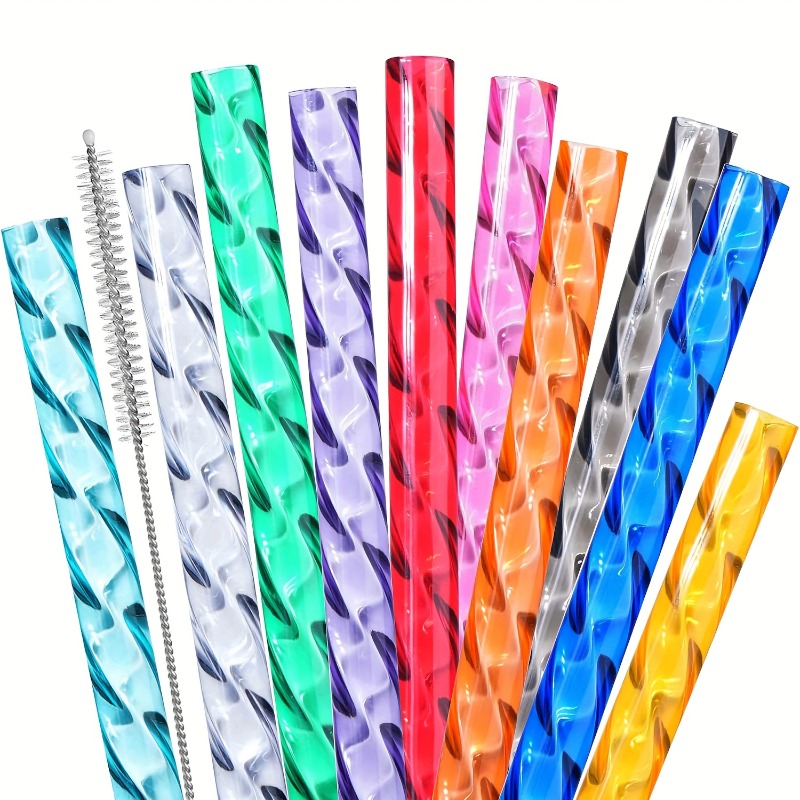 TEMU 8pcs Pack 8pcs Suitable For Water Bottles Reusable Straws Compatible For 40/30oz , Durable Plastic Transparent Straw, Travel, Parties, For