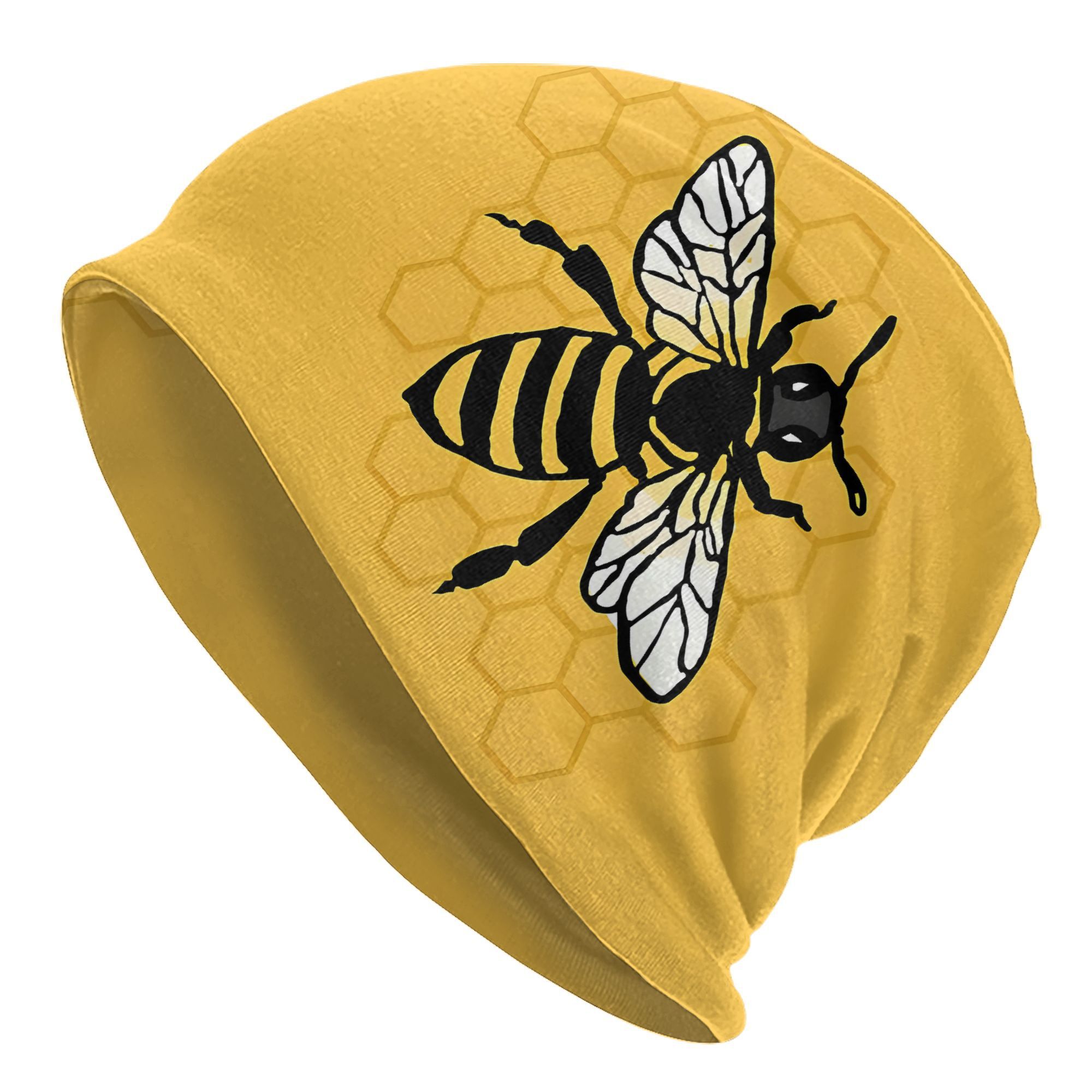 

1 Mustard -themed Knit Skull Cap For Men | Fashionable & Stretchy Polyester Bonnet With Honeycomb Pattern | Comfortable, Breathable Material For Casual Attire