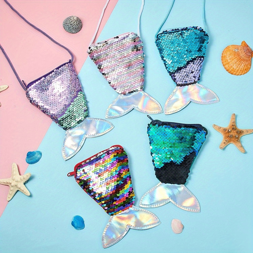 

10 Pieces Christmas Party Favors Cute Crossbody Bag Sequin Crossbody Bags Mermaid Tail Coin Purse For Little Girls Mermaid Party Birthday Gifts, Cheap Stuff, Christmas Crafts, Pink Christmas