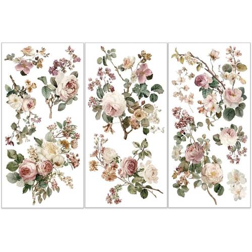 3pcs roses vines rub on transfers for crafts 6x12 inch vintage floral furniture decals decor golden accents transfer stickers for glass cups cabinets decor