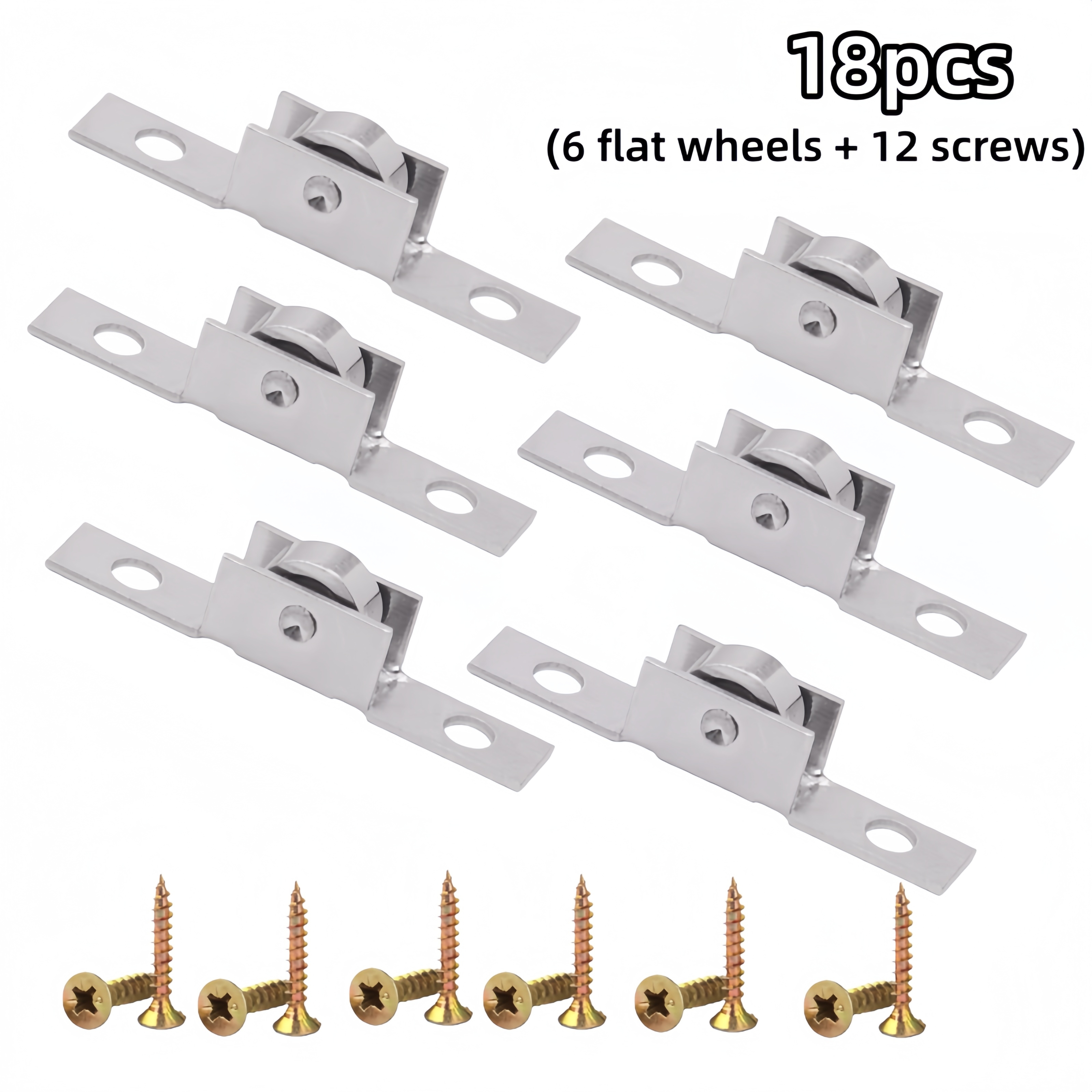 18pcs Heavy-duty Quiet-operating Metal Ball Bearing With 6 Rollers & 12 Screws - Complete Sliding Door Hardware Assembly Suitable For Windows, Cabinets, Doors - , Reduced, Durable Rollers