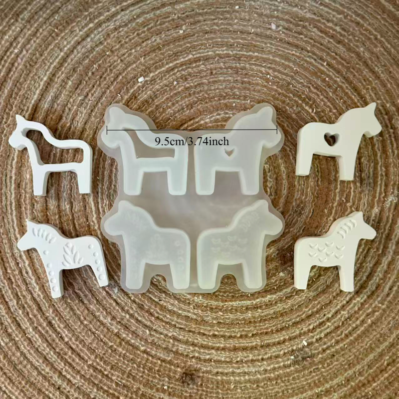 Christmas Cute Four-in-a-row Dalama Diy Handmade Mini Decor, Silicone Mold For Desktop Ornaments, Tree, And Candle Making