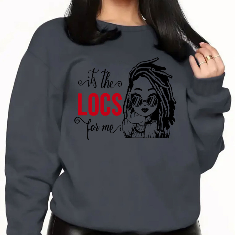 

Women's Casual Crew Neck Sweatshirt With Unique & Letter Print - Cozy Polyester, Machine Washable - Fall & Winter