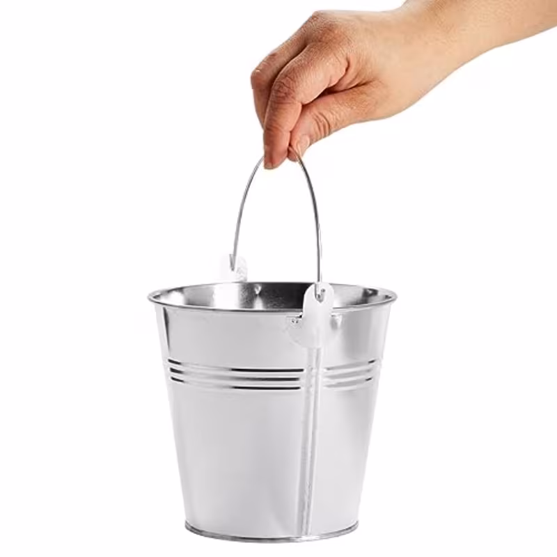 12pcs pack rustic galvanized metal buckets with handles heavy duty small tin pails suitable for party decorations farmhouse decor wedding favors flower pots Product details 5