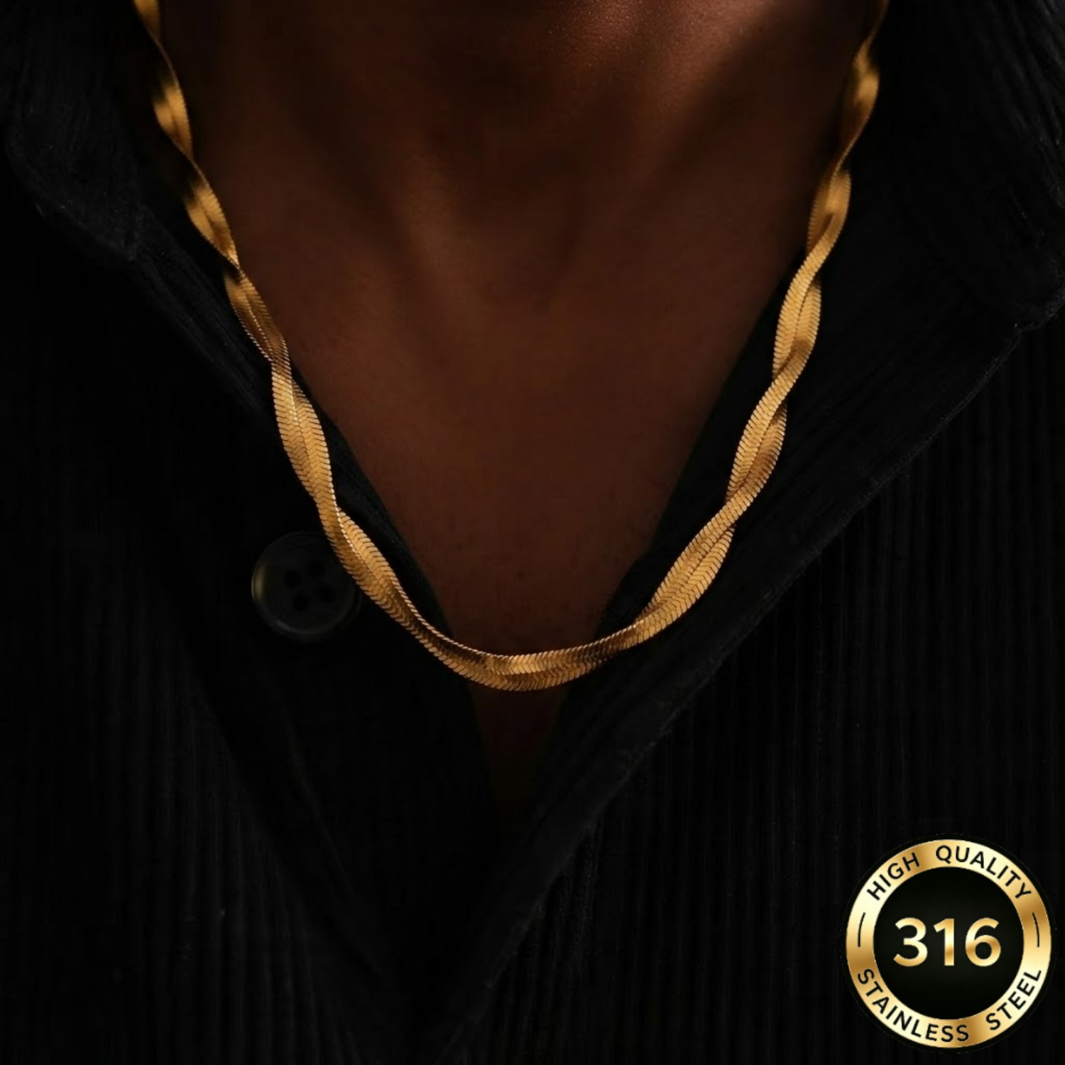 Double-Layer Stainless Steel Woven Flat Snake Chain Necklace