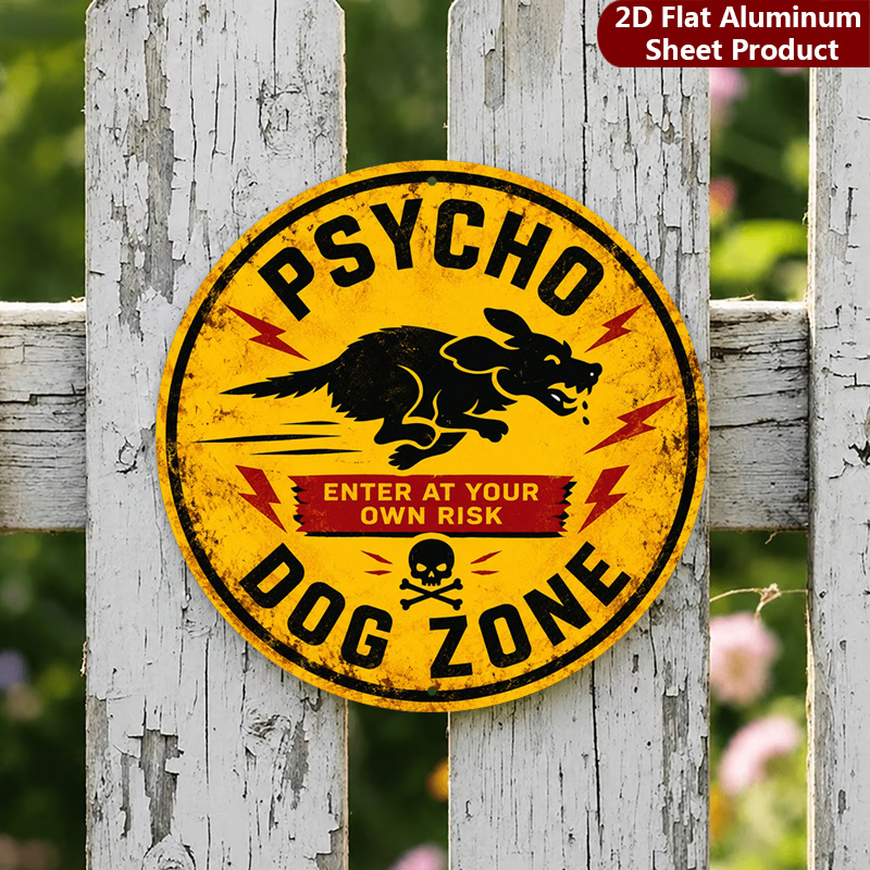 TEMU 2d Flat, 1pc, Dog Round Sign, Zone Vintage Decorative Plaque, Warning Porch Decor, Wall Decor, Home Decor, Room Decor, Sign 20x20cm, 2d Flat
