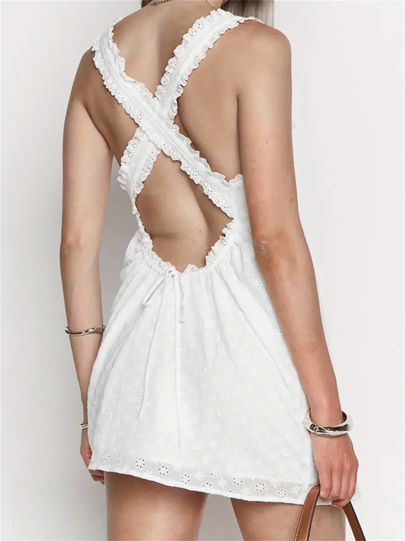 womens white summer dress sleeveless open back - Temu womens white summer dress sleeveless open back - Temu