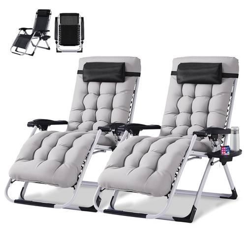 padded zero gravity chair folding patio lounge recliner with removable cushion and side tray indoor outdoor chair for lawn garden yard balcony backyard 1