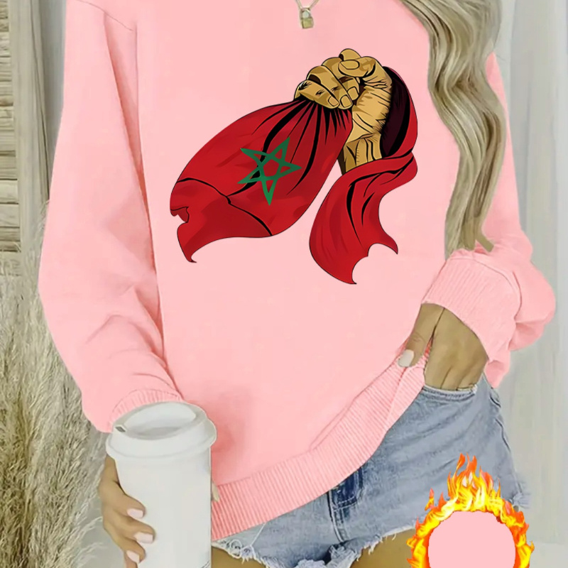 

Women's Cozy -lined Sweatshirt With Cartoon - Casual Long Sleeve Crewneck, 100% Polyester, Machine Washable, , Apparel | Cozy Clothing | Fleecelined Interior, Cute Sweaters