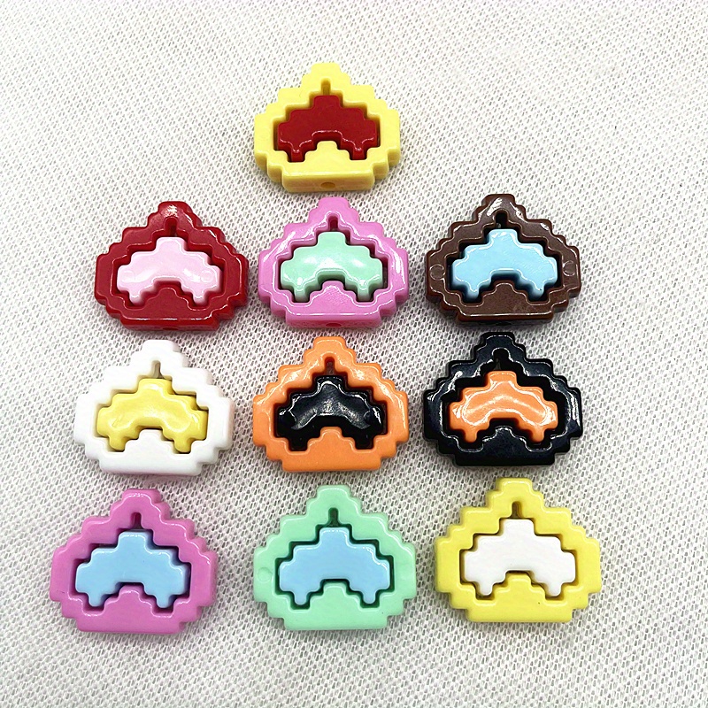 TEMU 40pcs Perles Blocs de Couleurs Pixel Cœur Fait Main Acrilique Bijoux Ajouts Perles Stylo Décoration Perles, Couleurs Mélangées (Cadre Cœur