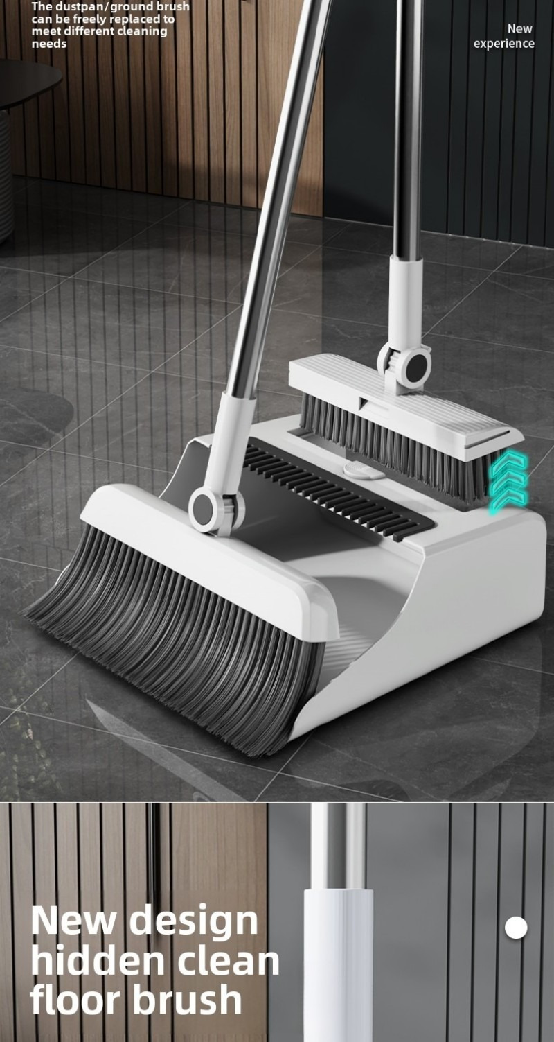 3-in-1 heavy-duty ergonomic floor cleaning system with long handle - heavy-duty broom,   set with ergonomic grip -   for hardwood, tile, vinyl,   floors - ideal for home, office, kitchen, bathroom, living room - space-saving storage - ideal for elderly & heavy cleaning tasks -   floor cleaning kit with durable construction & easy-to- , broom for floor cleaning, carpet sweeper, floor sweepers Product details 1