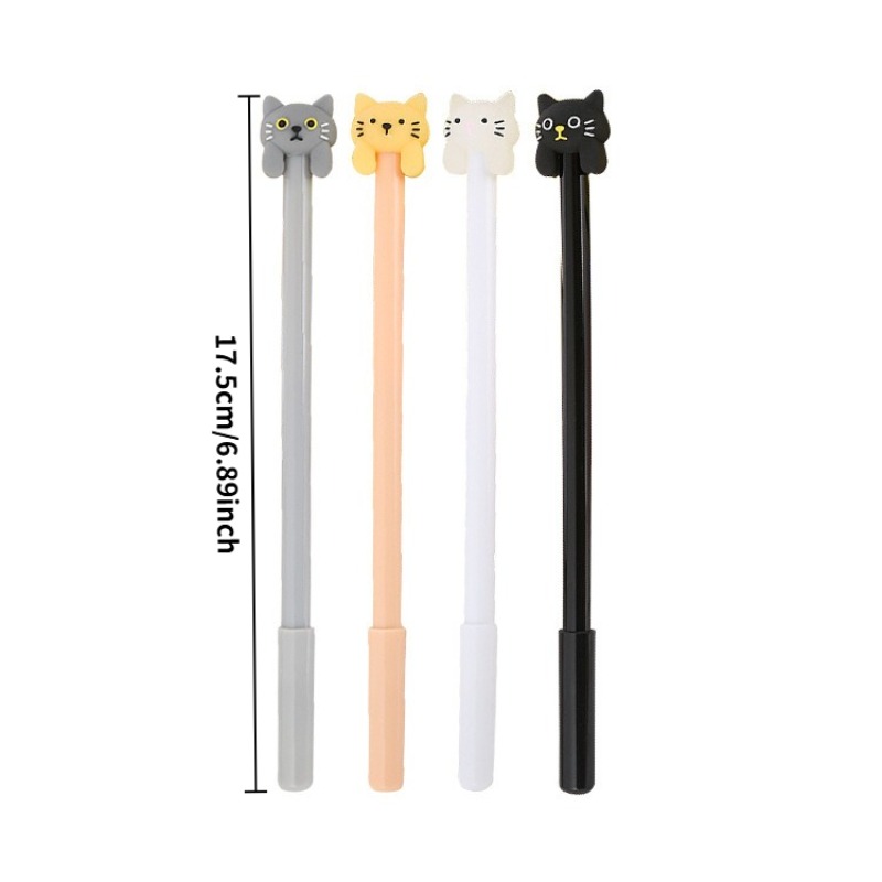 TEMU 12pcs Cute 3d Long-eared Cat Gel Pens, Kawaii Peeking Cat Topper, 0.5mm Needle Tip, Smooth Writing Stationery For Students & Cat Lovers Gifts