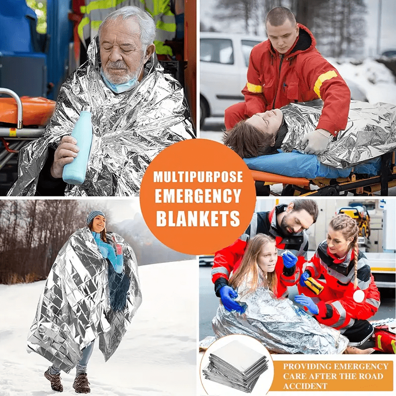 large portable emergency thermal blanket heavy duty for camping survival gear large thick for body heat     outdoor use 2 sizes 82 68 x62 99 x51 18 ideal for hiking backpacking christmas gifts Product details 2