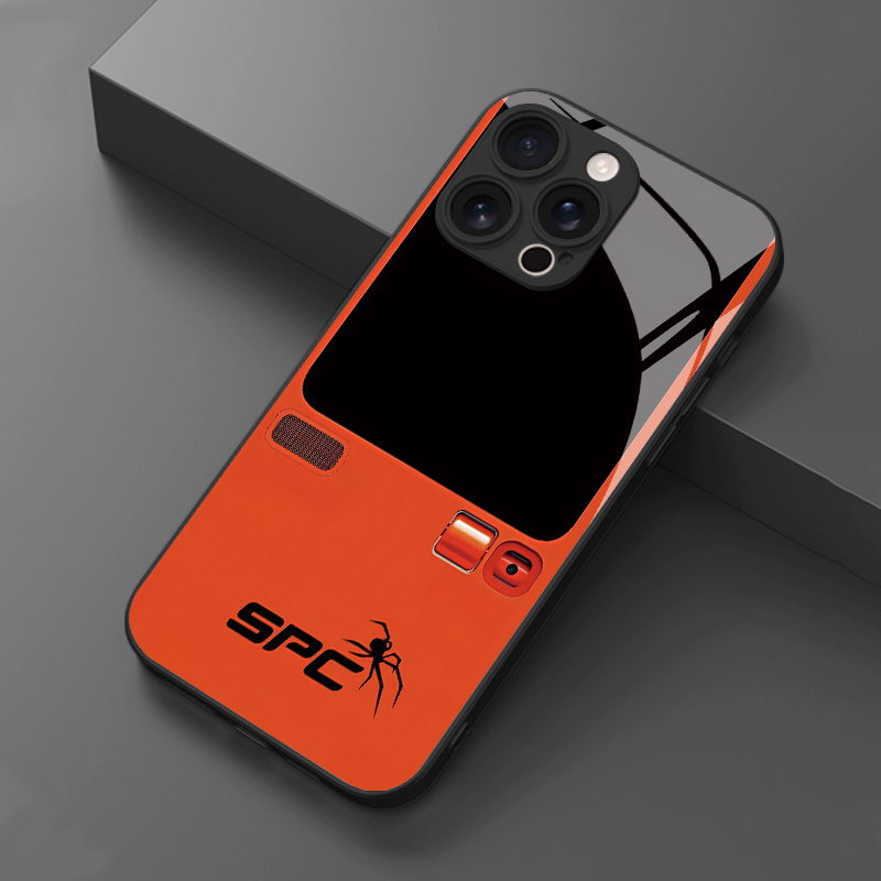 TEMU Phone Case: 1 Black Spider Logo Pattern Hd Glass Phone Case For Iphone