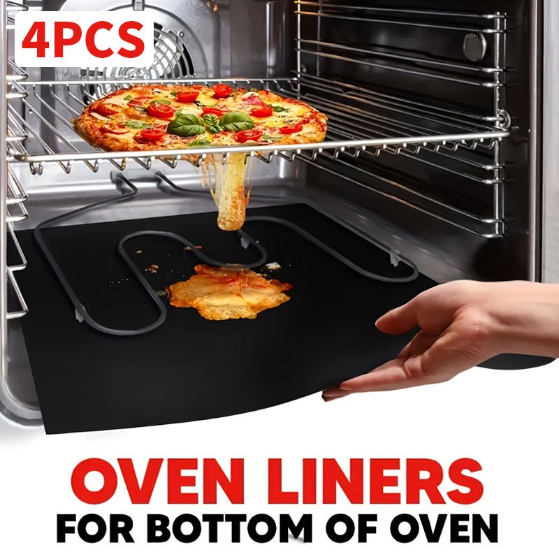 4pcs thick durable oven mats anti spill trays that are easy to clean suitable for electric gas ovens and grills essential for barbecues with a stylish design and     mats are a must have for home cooks   extra large