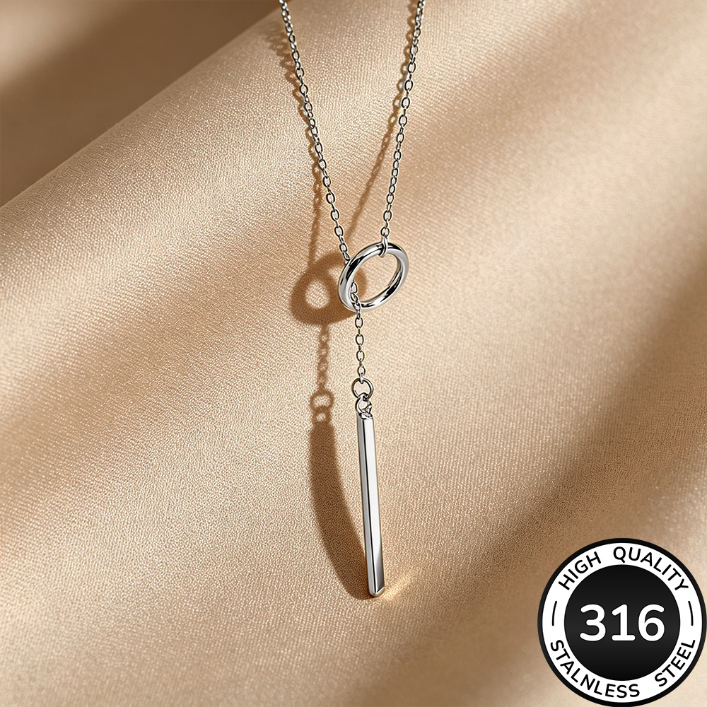 TEMU High-quality Stainless Steel Golden Necklace, Hypoallergenic, Anti-fading, Easy And Elegant, Comfortable And Versatile, Suitable For Daily Wear
