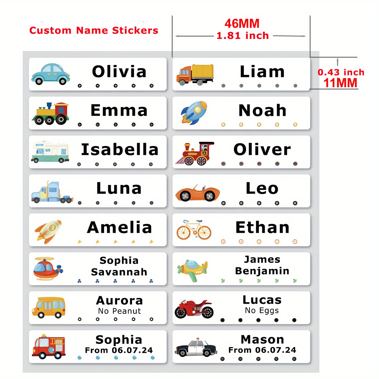 80pcs personalized name labels cartoon cars vehicles custom stickers tags for   bottles backpacks school supplies