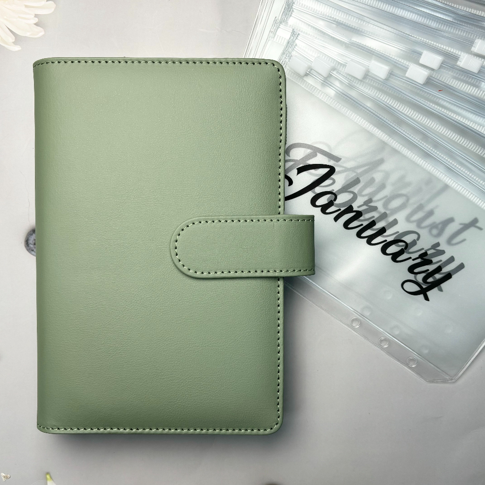 TEMU 13 pièces Ensemble de Classeur A6 en PU | 1 Classeur + 12 Pochettes Mensuelles | Pochettes à Fermeture Éclair pour Budget, Enveloppes de