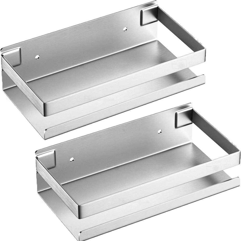Stainless Steel Wall-mounted Storage Rack - Multifunctional Shelf For Bathroom, Dorm & Kitchen | Organizer, Shower Caddies