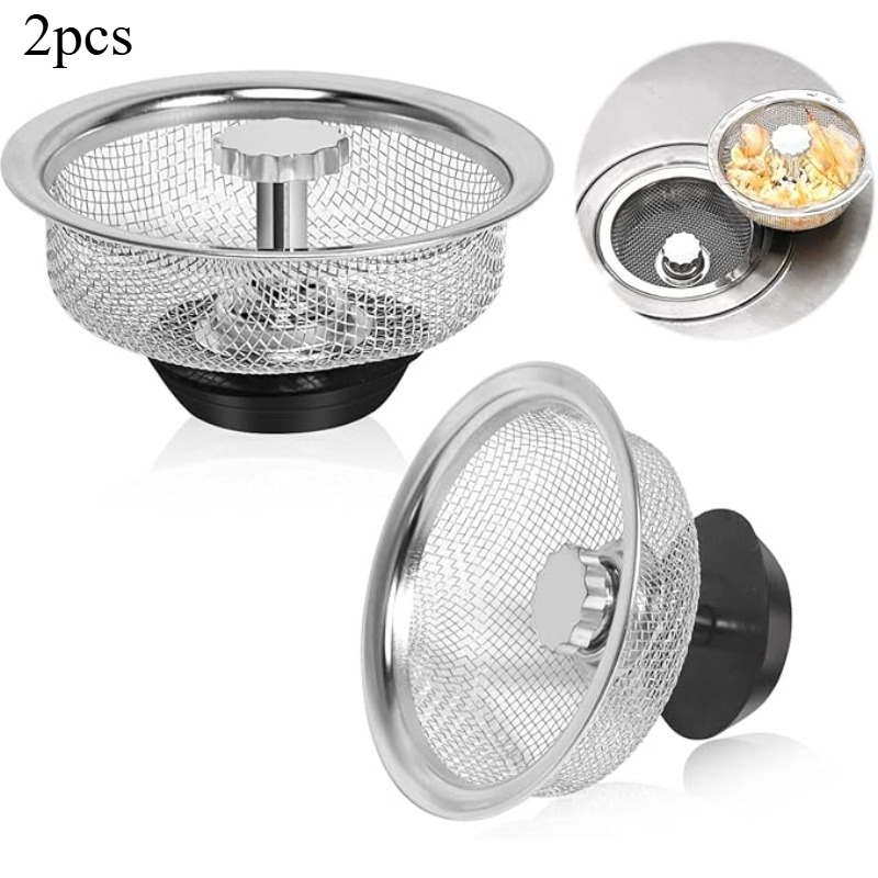 TEMU 2-pack Stainless Steel Sink Filters, Durable Kitchen Filters, Kitchen Sink Basket Filter Replacements, Suitable For Standard Drain Pipes (3.2