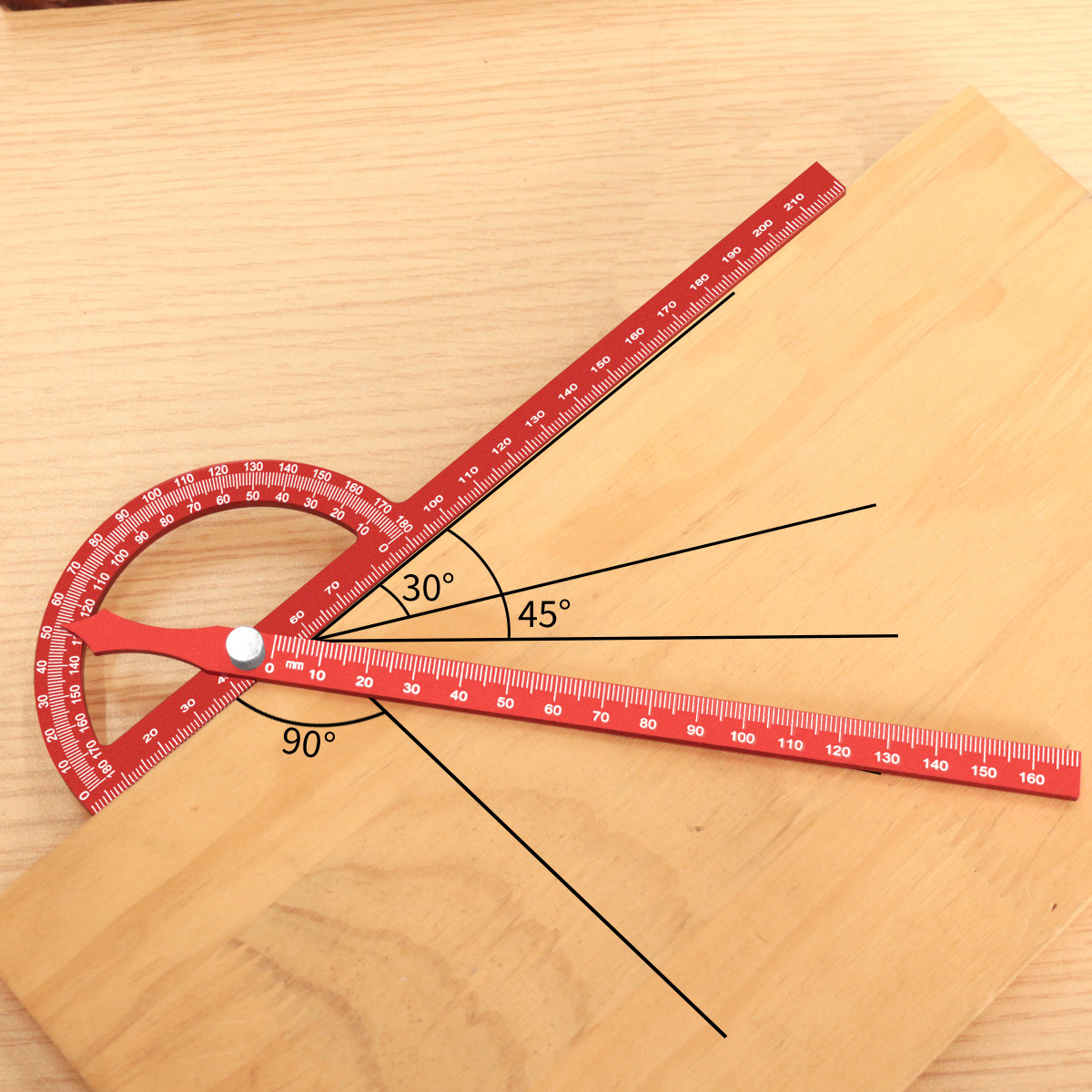 TEMU Règle d' multi-angle réglable à 180°, outil de traçage et de étendu avec double échelle (angle et ), construction en métal pour de , le dessin