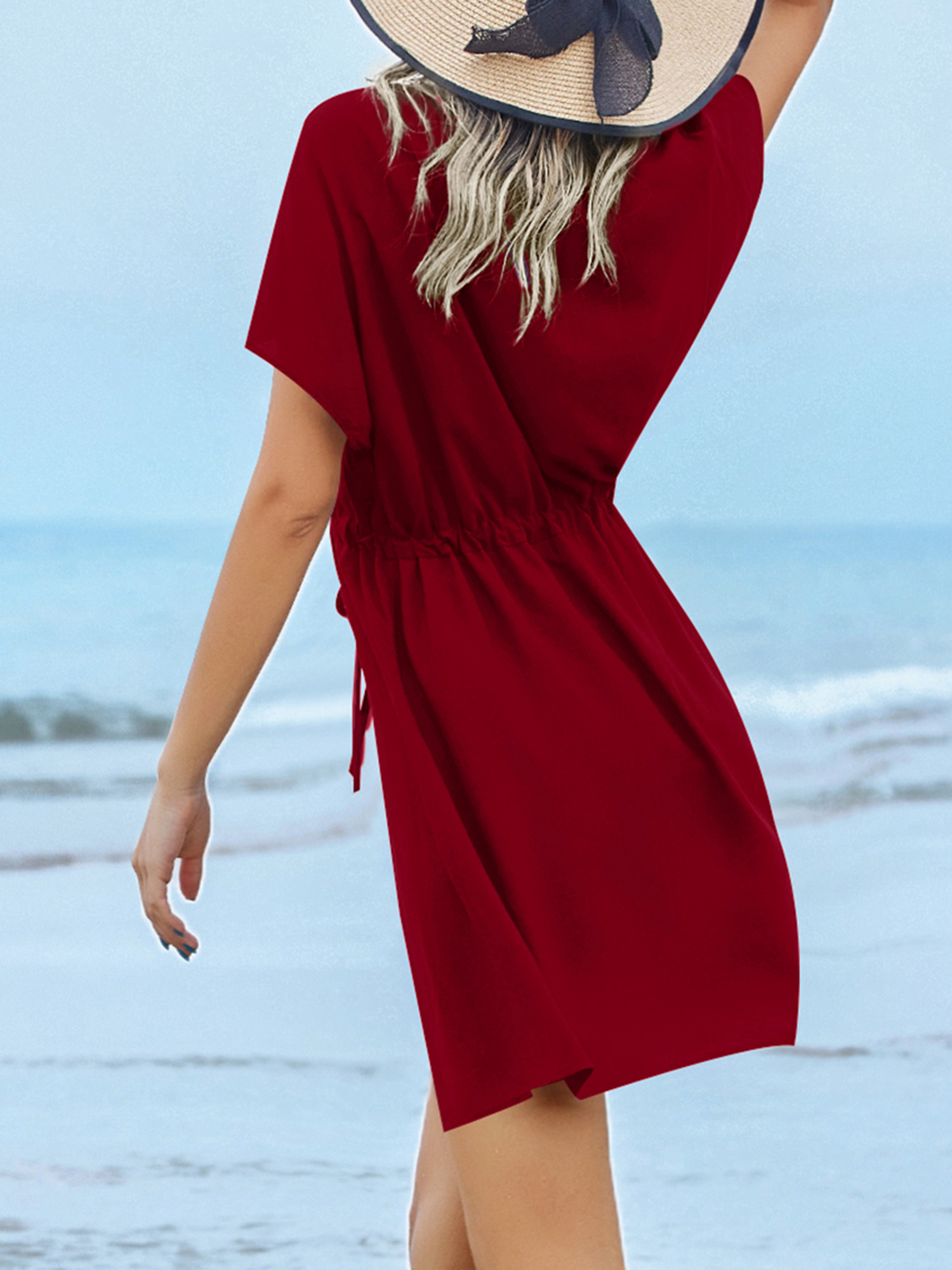 1pc womens casual v neck beach dress cover short - Temu