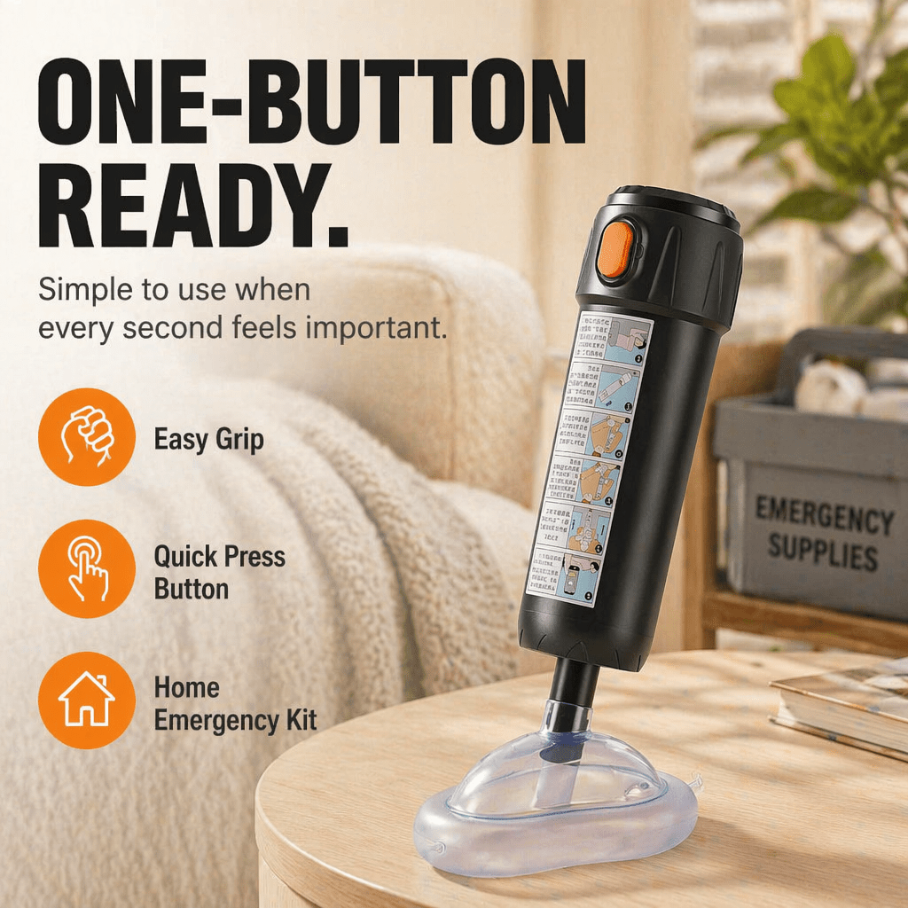 Negative Pressure Anti-Choking First Aid Suction Device, Household Anti-Choking and Foreign Object Extraction Tool, Anti-Choking Emergency Equipment for Elderly and Children. Features One-button Operation for Simple Use, a Transparent Face Mask That