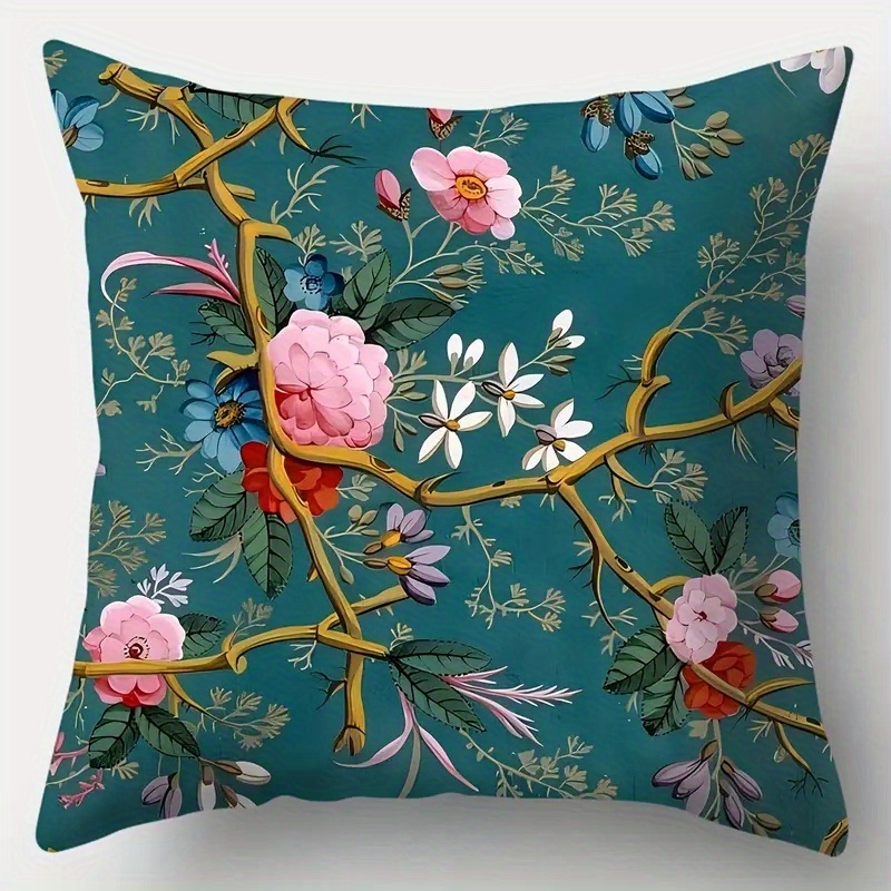 4pcs 2d flat   sided print non embroidered floral and bird short plush pillow covers machine washable suitable for everyday valentines day mothers day   halloween thanksgiving christmas holiday decorations 2d flat Product details 6