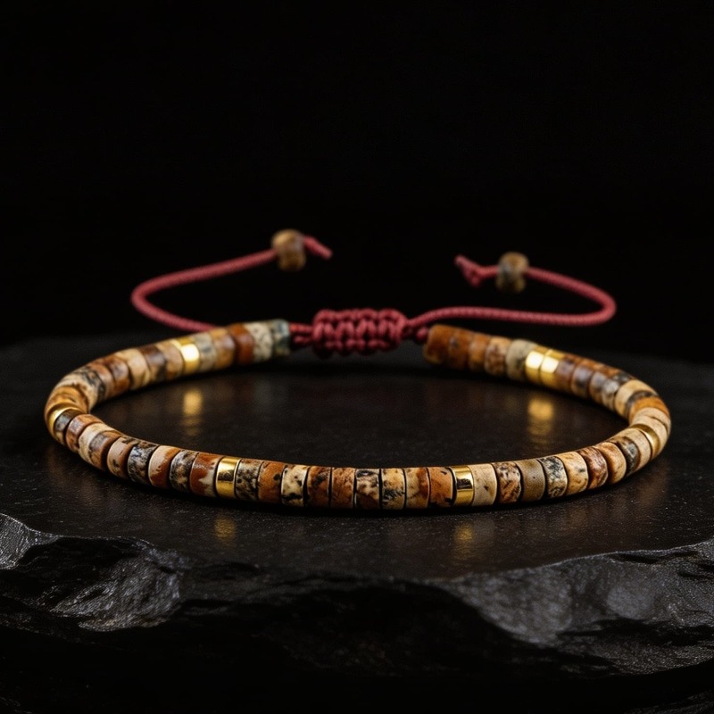 Natural Stone Tibetan Style Beaded Bracelet, Unisex